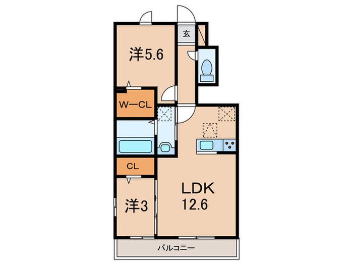 グランフォレストIII(2LDK/1階)の間取り写真