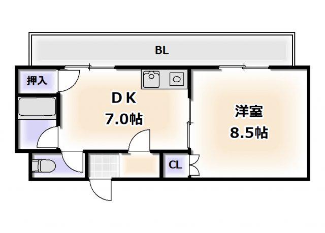 ビジタル湊町7(1DK/10階)の間取り写真
