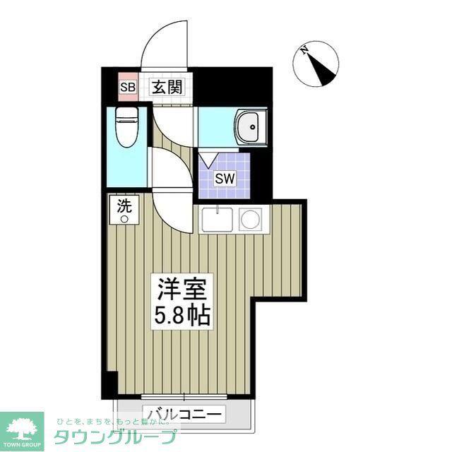 サンハイム菅馬場(ワンルーム/2階)の間取り写真