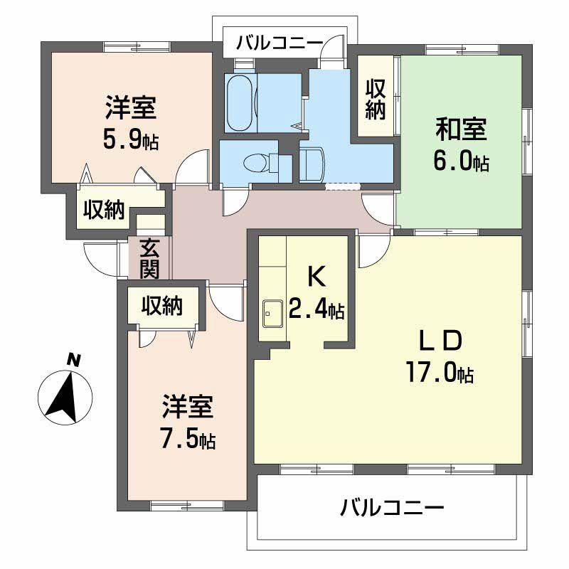 メゾン海老園DX(3LDK/3階)の間取り写真