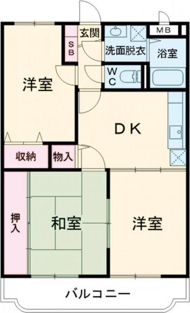 グレイスコート大浜(3DK/3階)の間取り写真