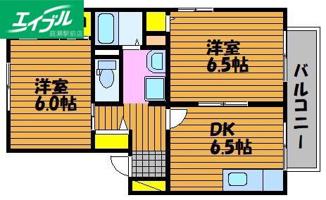 グレースタウンC棟(2DK/2階)の間取り写真