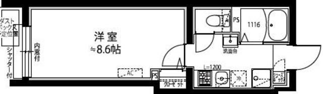 プラティーク中野ウエスト(1K/1階)の間取り写真