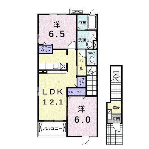 ウエストピークIV(2LDK/2階)の間取り写真