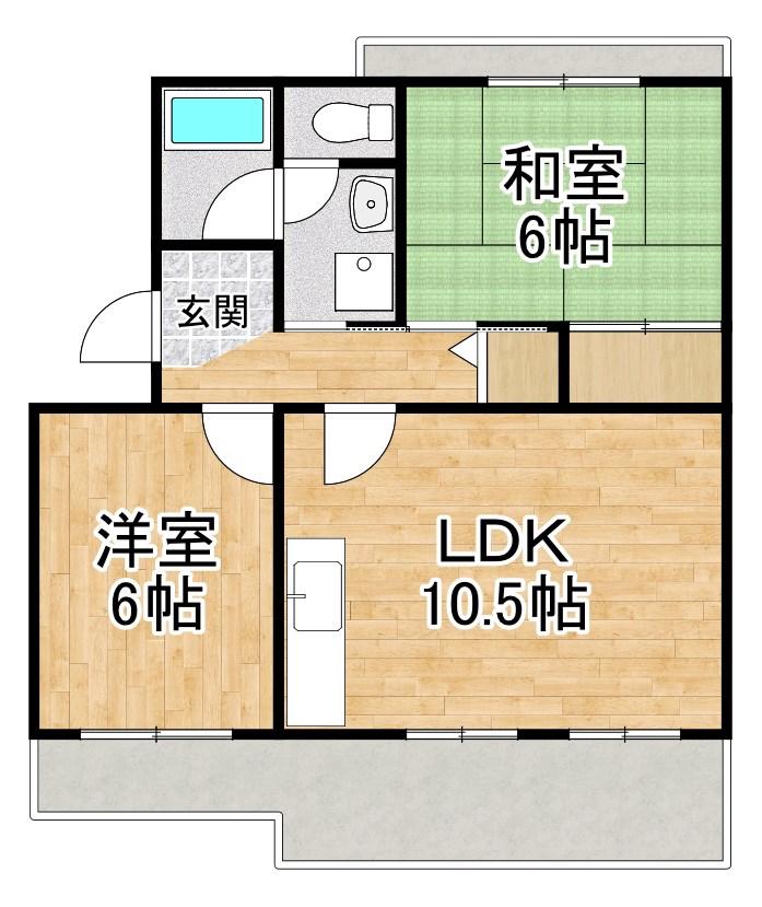 サンパティック8(2LDK/2階)の間取り写真