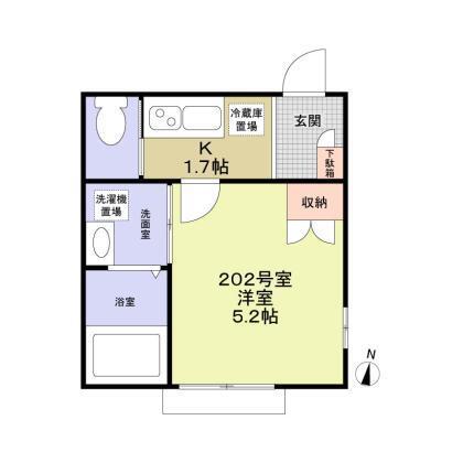FOREST MAISON KAMEDA(1K/2階)の間取り写真