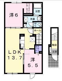 ＪＲ函館本線 近文駅 徒歩25分 2階建 築8年(2LDK/2階)の間取り写真