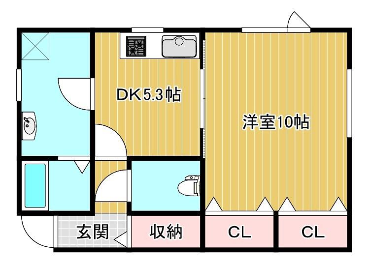 CLAIR(1DK/2階)の間取り写真