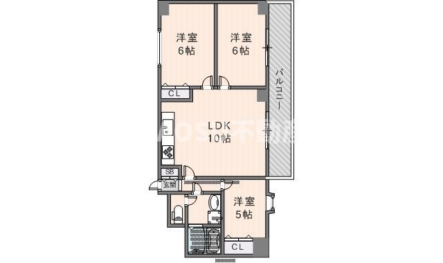 LAKIAMAISON瓢箪山(3LDK/5階)の間取り写真