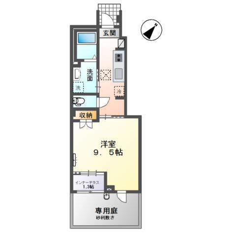 一宮市宮地1丁目(1K/1階)の間取り写真