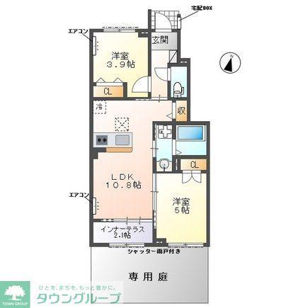 ヴァンベール(2LDK/1階)の間取り写真