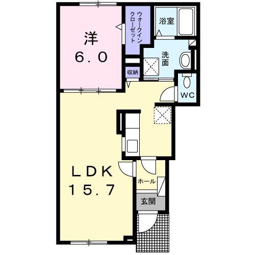 エコビレッジ イースト(1LDK/1階)の間取り写真