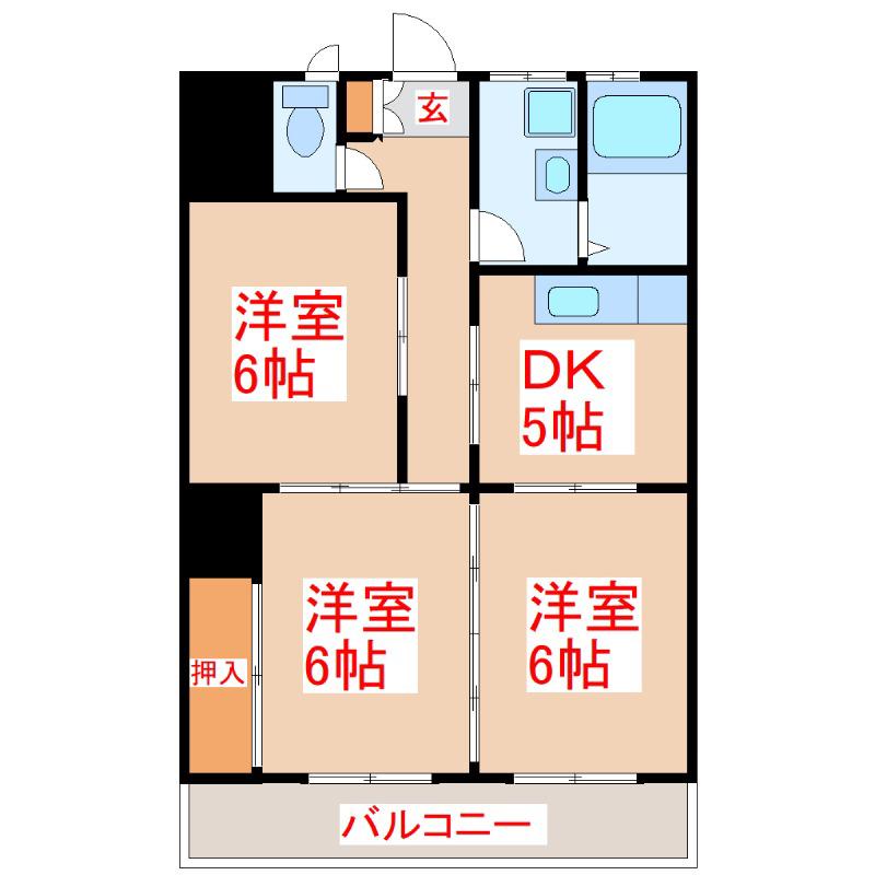 ファミリーコーポ福留(3DK/2階)の間取り写真