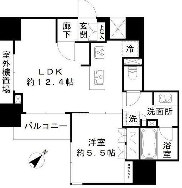 オープンレジデンシア茗荷谷(1LDK/5階)の間取り写真