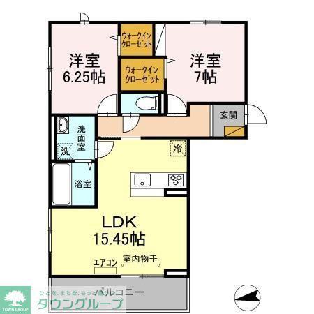 メゾンベース A(2LDK/3階)の間取り写真