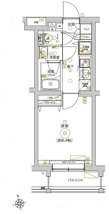 LEA MARKS東白楽(1K/1階)の間取り写真