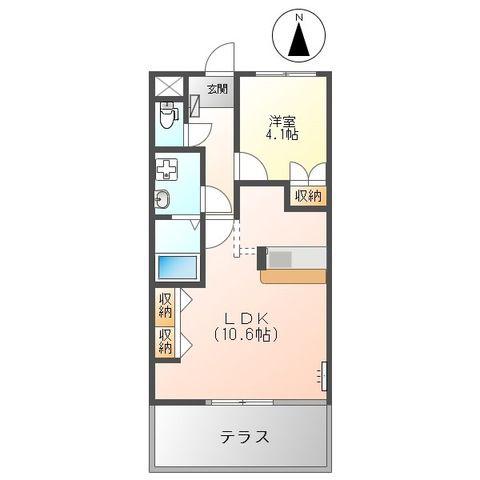 トリュイートII(1LDK/1階)の間取り写真