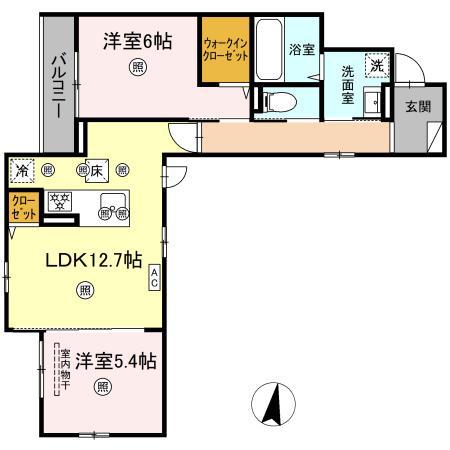 プリモ石井城(2LDK/1階)の間取り写真