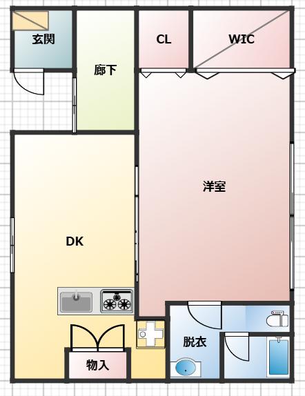 フロンティア洗足池(1DK/1階)の間取り写真
