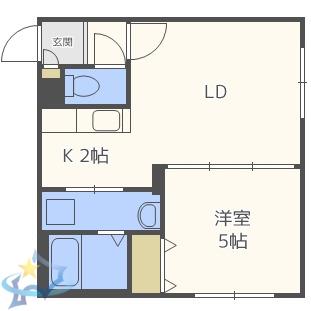 RITZ GRANDE大通(1LDK/1階)の間取り写真