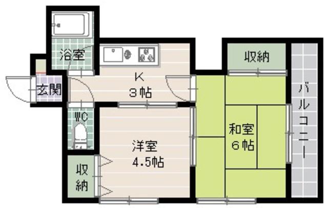パール釜堀第2ビル(2K/3階)の間取り写真