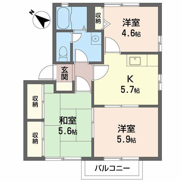 アネックス忠岡 C棟(3K/2階)の間取り写真