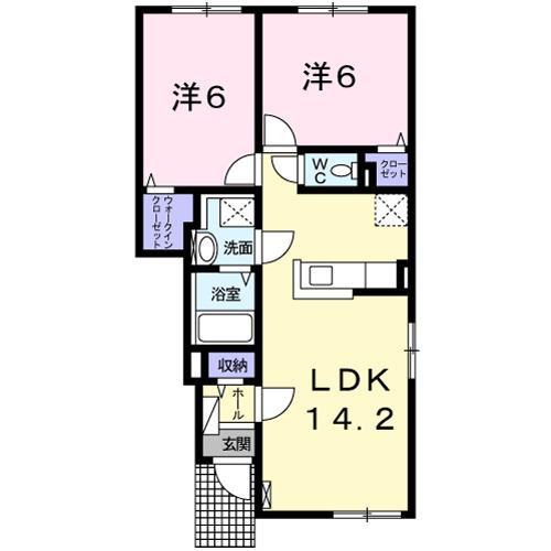 グランディアII(2LDK/1階)の間取り写真