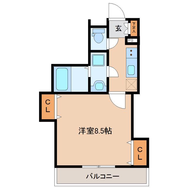 カサアルティスI(1K/1階)の間取り写真