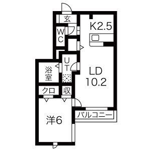 アイリッシュ(1LDK/1階)の間取り写真