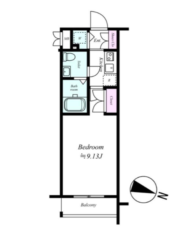 ディム三軒茶屋(1K/3階)の間取り写真