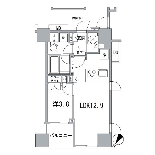 リビオ日本橋人形町(1LDK/9階)の間取り写真