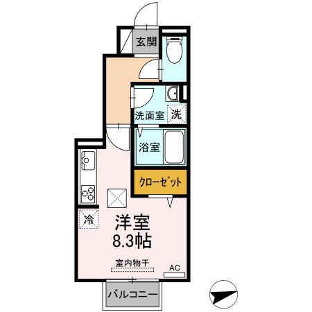 ティエラ M(ワンルーム/1階)の間取り写真