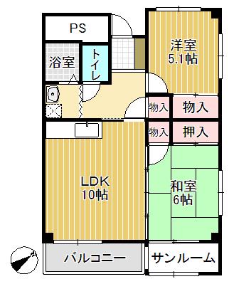 クオーレ(2LDK/1階)の間取り写真