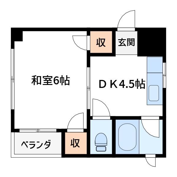 堀ビル(1DK/5階)の間取り写真