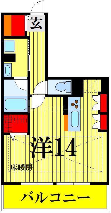 ロイヤルパークス新田(ワンルーム/6階)の間取り写真