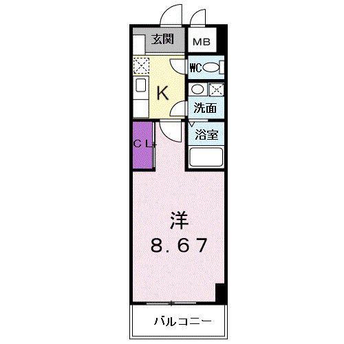 カルナック石鍋(1K/3階)の間取り写真