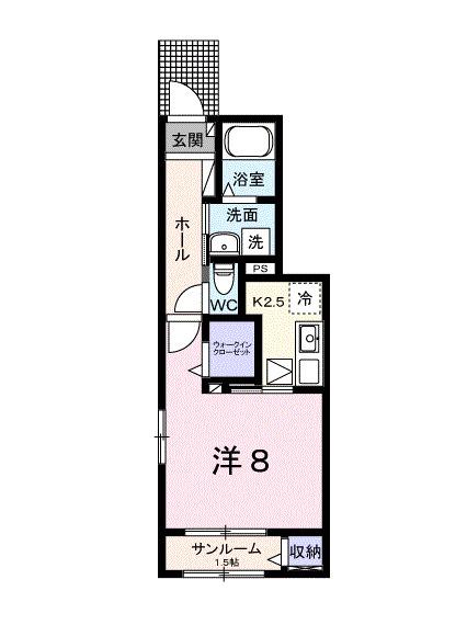 メゾン桜III(1K/1階)の間取り写真