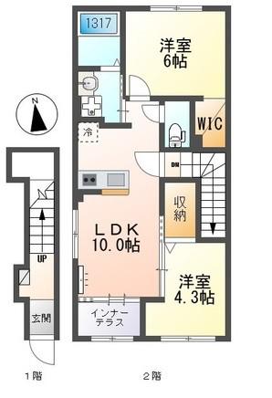 サンライズ南陽(2LDK/2階)の間取り写真