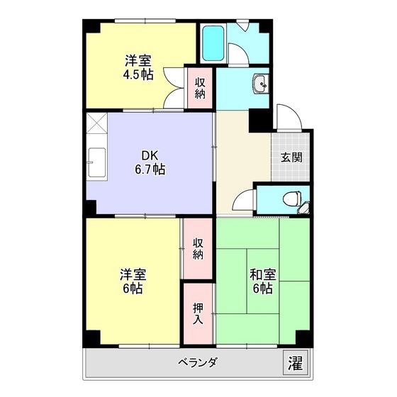 みたかハイツ(3DK/2階)の間取り写真