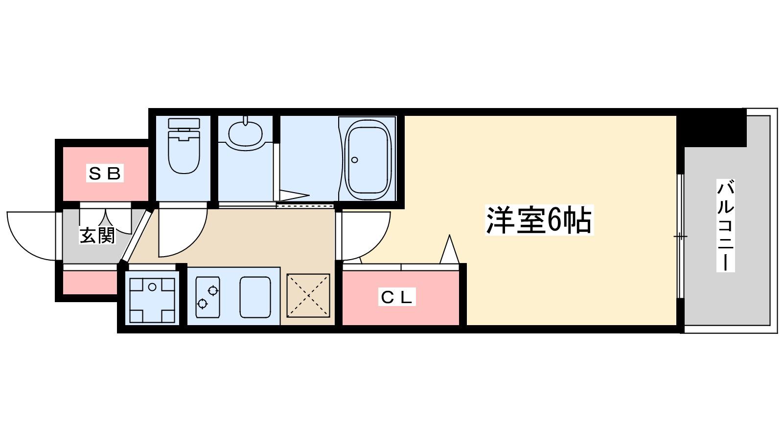 ラグゼ東三国ウエスト(1K/3階)の間取り写真
