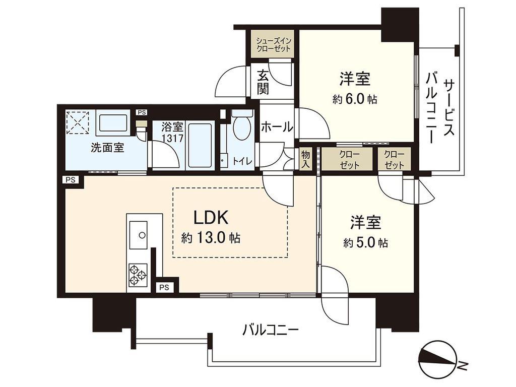 クリオ札幌苗穂ステーションフロント(2LDK/13階)の間取り写真