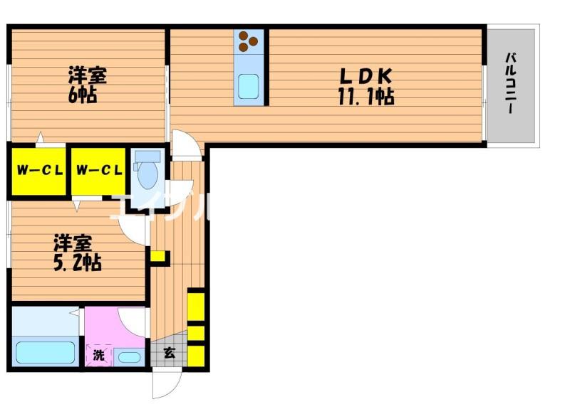 パームツリーB(2LDK/1階)の間取り写真