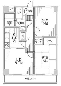 シュール梶ヶ谷(2LDK/5階)の間取り写真