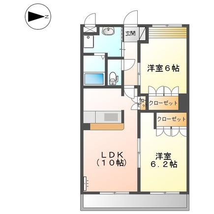 コンフォース小鯖(2LDK/1階)の間取り写真