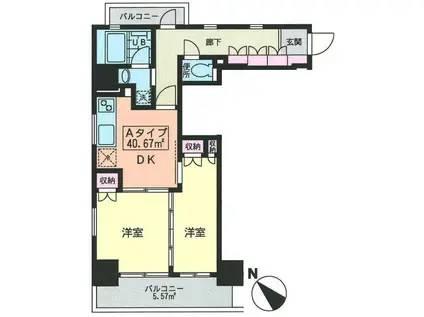 アート不動前(2DK/5階)の間取り写真