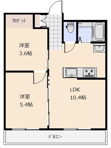 ダイヤフレア西片貝(2LDK/2階)の間取り写真