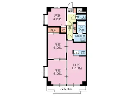 セードルせせらぎ(3LDK/2階)の間取り写真