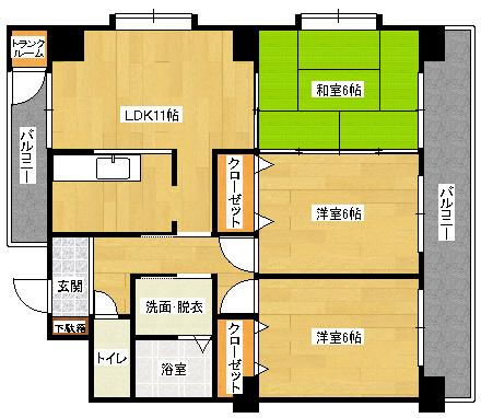 コスモピア(3LDK/2階)の間取り写真