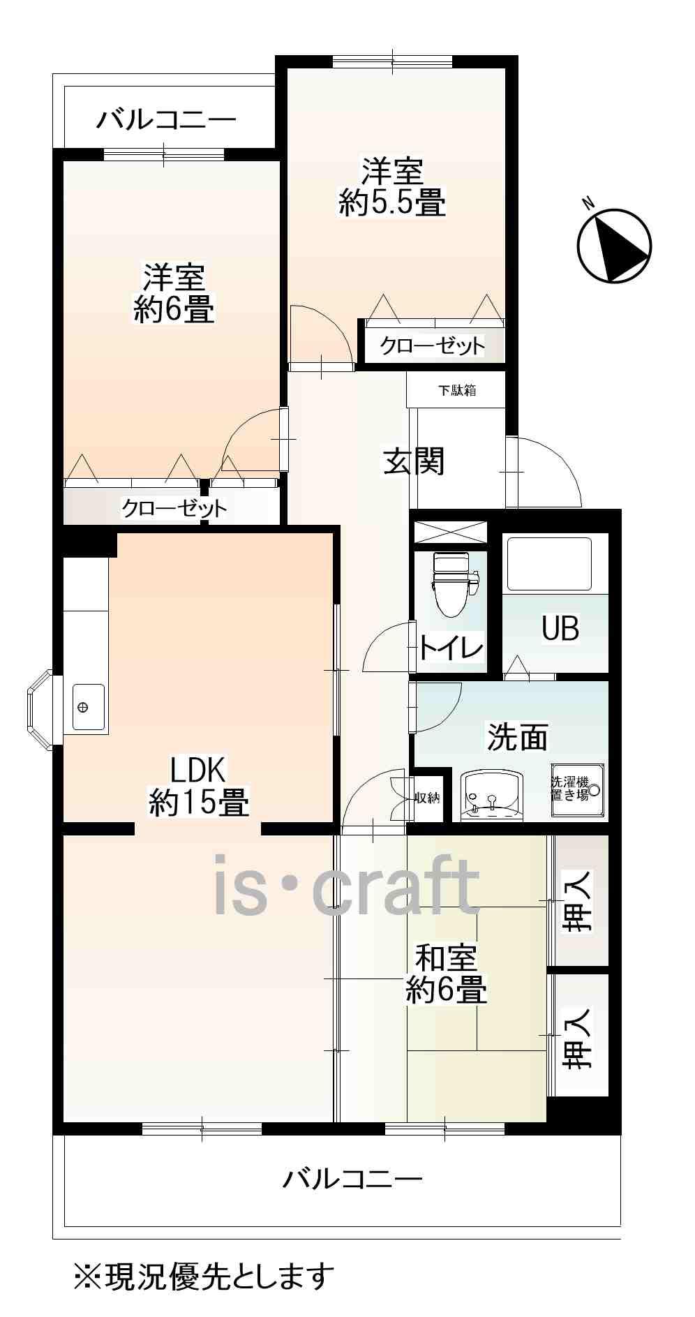 バロールK&Y(3LDK/4階)の間取り写真