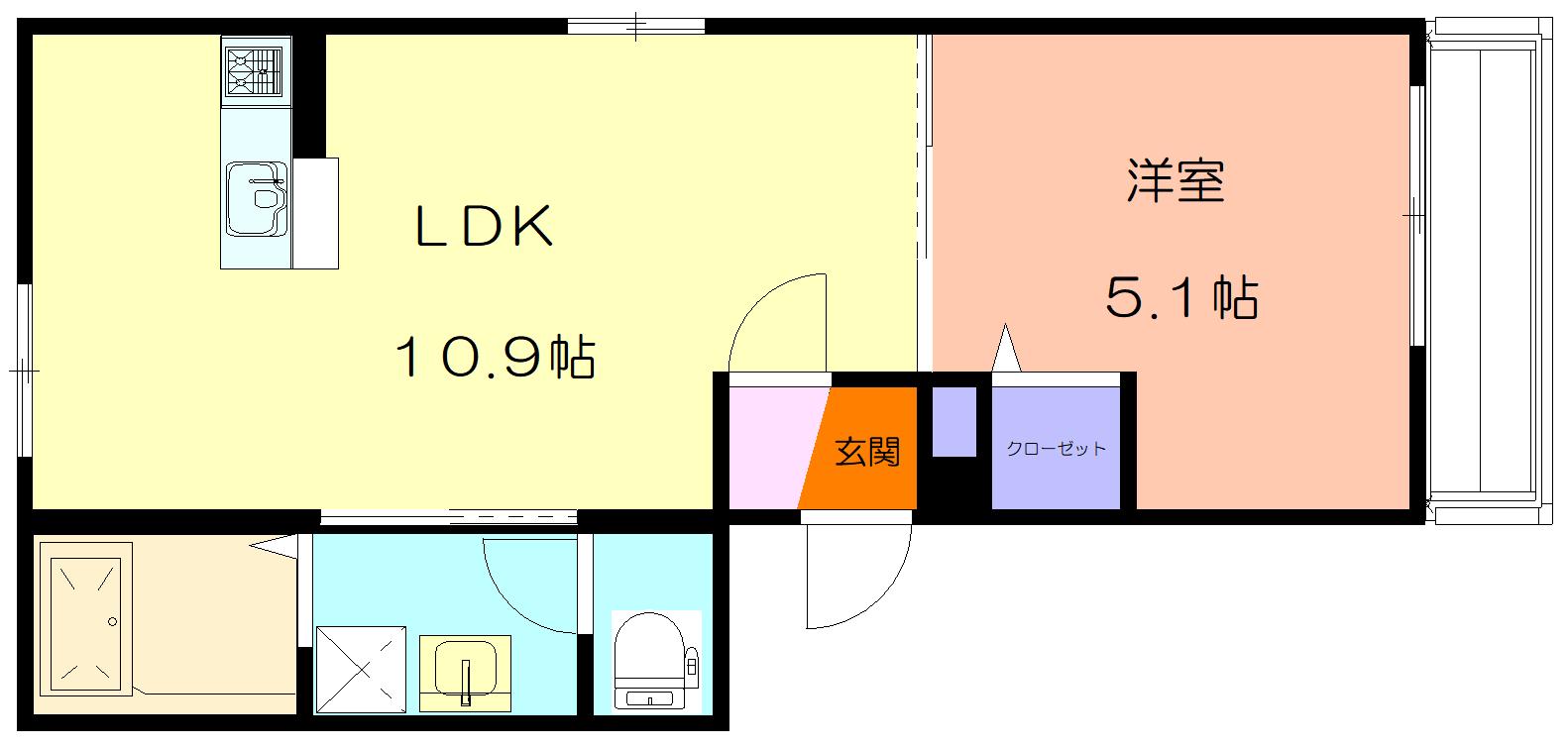 KURAL(1LDK/1階)の間取り写真